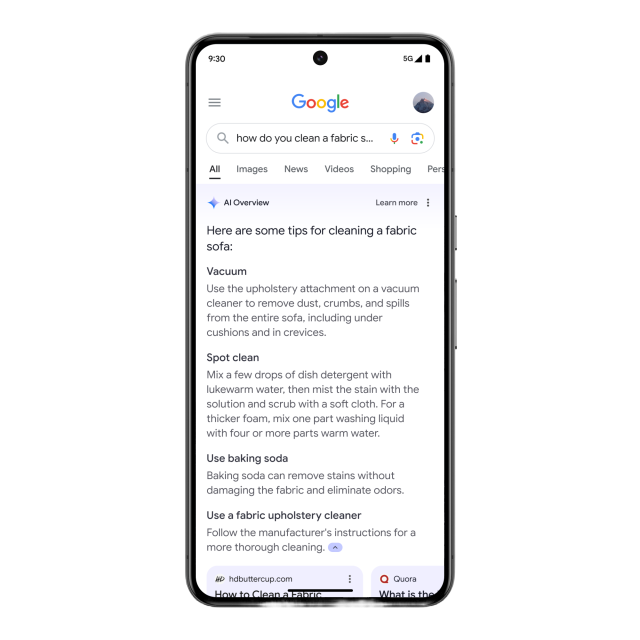 example of google AI overviews on a mobile device which is likely to replace traditional search